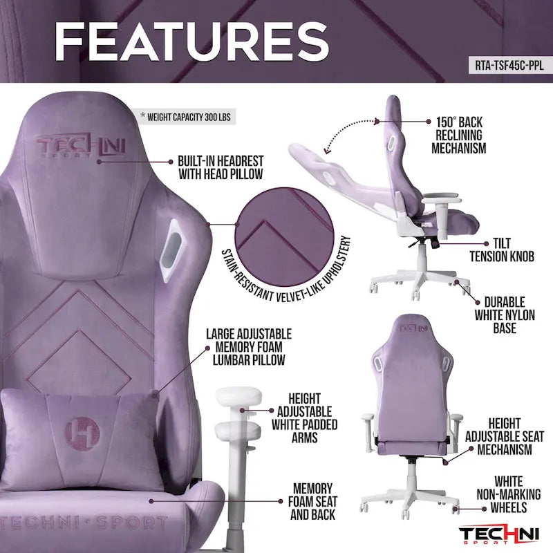 Velvet Memory Foam Gaming Chair