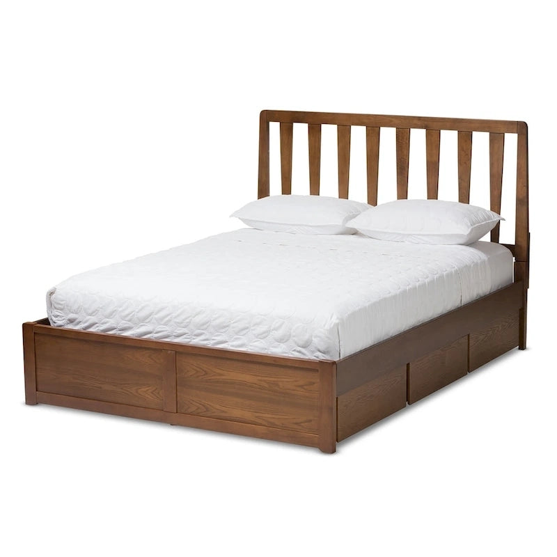 Kiowa Contemporary Walnut Wood Storage Bed