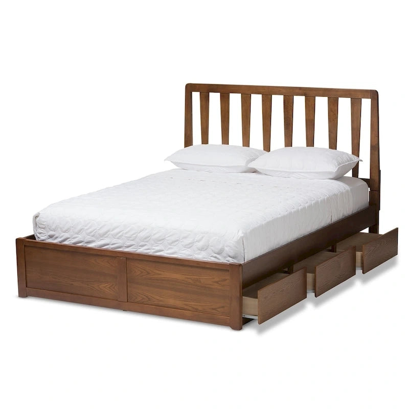 Kiowa Contemporary Walnut Wood Storage Bed