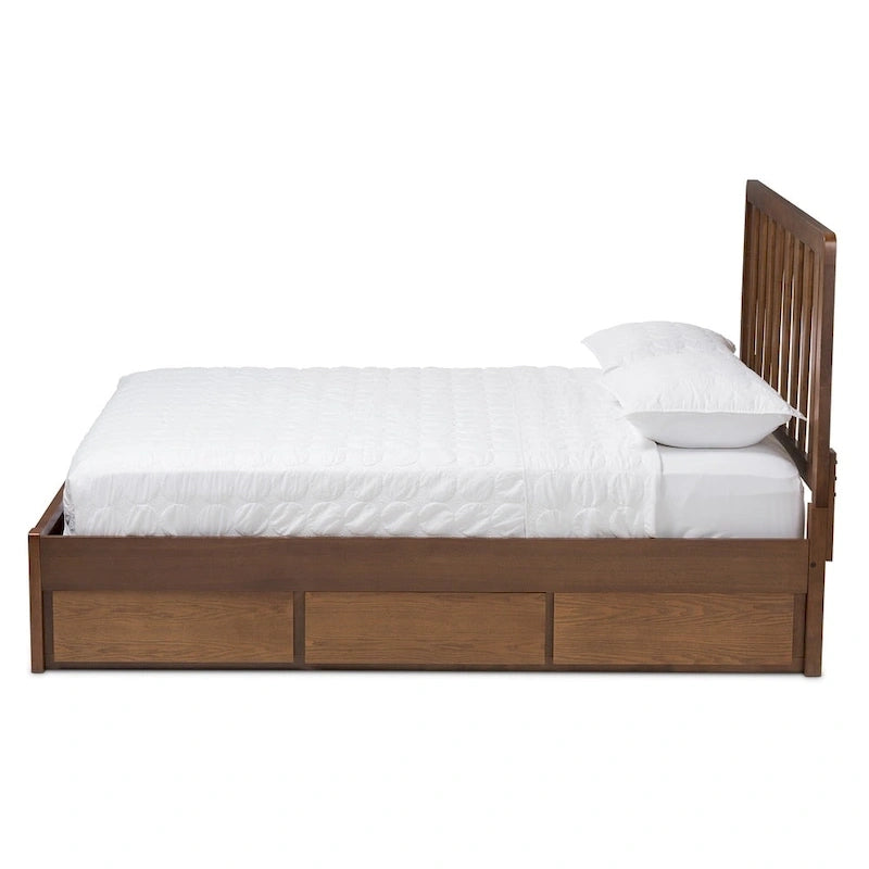 Kiowa Contemporary Walnut Wood Storage Bed