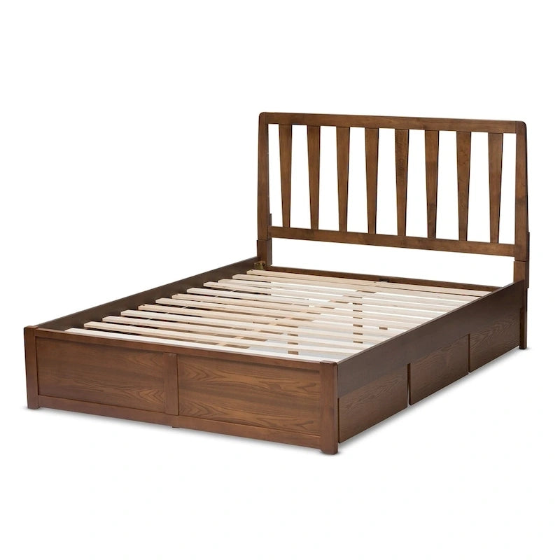 Kiowa Contemporary Walnut Wood Storage Bed