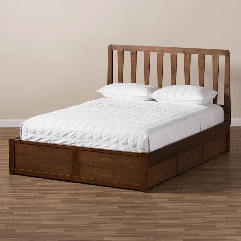 Kiowa Contemporary Walnut Wood Storage Bed
