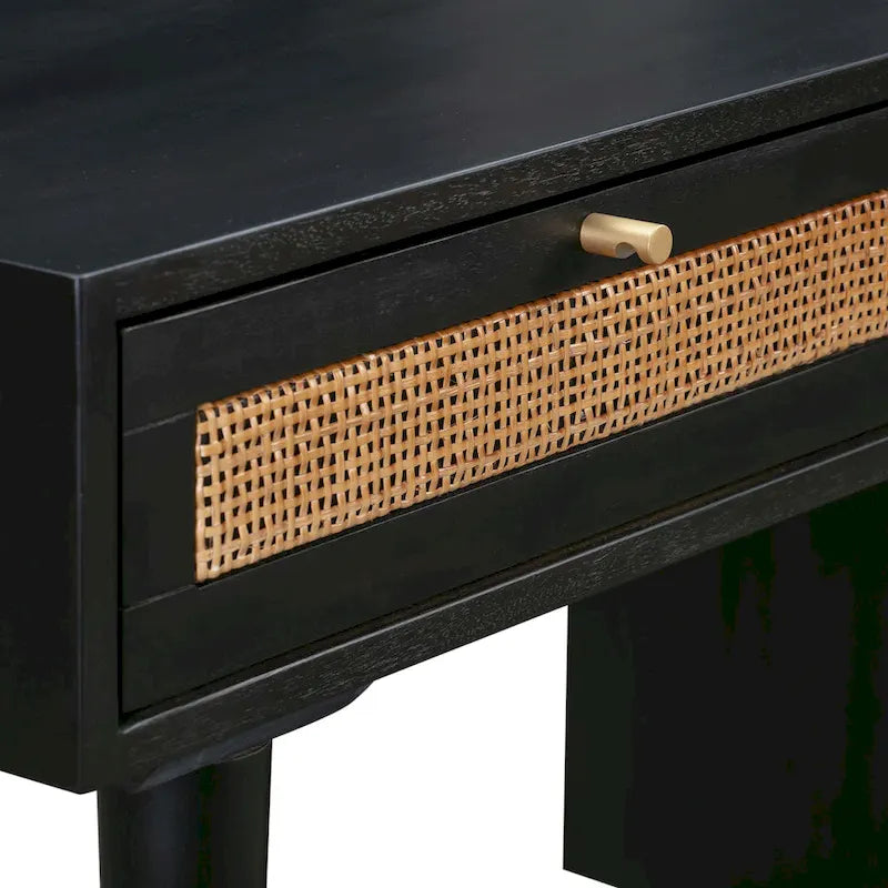 Sierra Wood and Cane 3 Drawer Desk