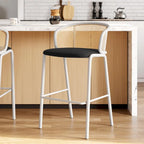 LeisureMod Ervilla Bar Stool with White Powder Coated Steel Frame Set of 2 - 37