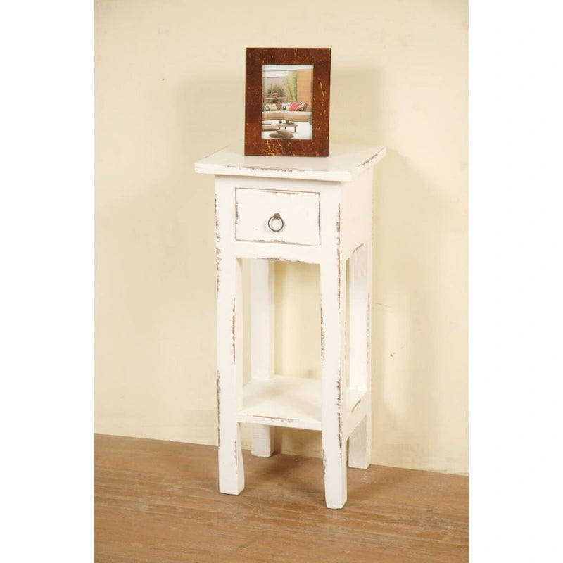 Solid Distressed Narrow Side Table - 25.75 - Washed White