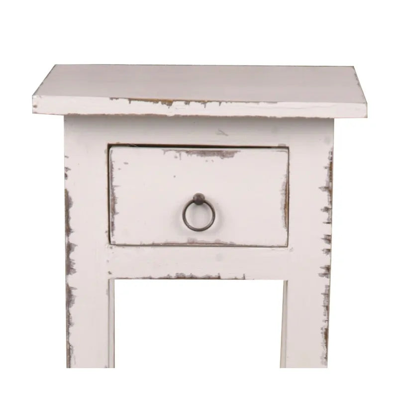 Solid Distressed Narrow Side Table - 25.75 - Washed White