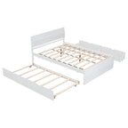 Modern Full Bed Frame With Twin Size Trundle And 2 Drawers