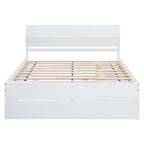 Modern Full Bed Frame With Twin Size Trundle And 2 Drawers