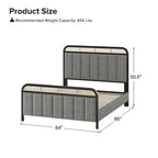 Alphons Modern Solid Wood Frame Ratten Bed with LED Headboard by
