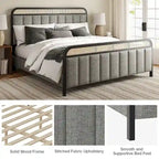 Alphons Modern Solid Wood Frame Ratten Bed with LED Headboard by