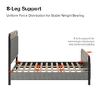 Alphons Modern Solid Wood Frame Ratten Bed with LED Headboard by