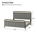 Alphons Modern Solid Wood Frame Ratten Bed with LED Headboard by