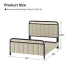 Alphons Modern Solid Wood Frame Ratten Bed with LED Headboard by
