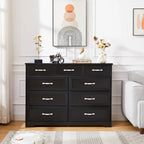 Bedroom Dresser, 9 Drawer Long Dresser with Antique Handles, Wood Chest of Drawers for Kids Room, Living Room, Entry and Hallway