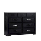 Bedroom Dresser, 9 Drawer Long Dresser with Antique Handles, Wood Chest of Drawers for Kids Room, Living Room, Entry and Hallway