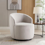 Velvet Fabric Swivel Barrel Chair with Black Powder Coating Metal Ring
