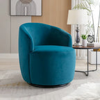 Velvet Fabric Swivel Barrel Chair with Black Powder Coating Metal Ring
