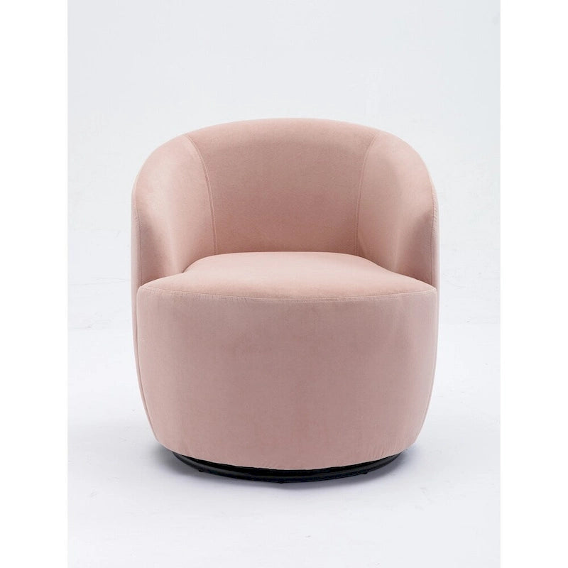 Velvet Fabric Swivel Barrel Chair with Black Powder Coating Metal Ring