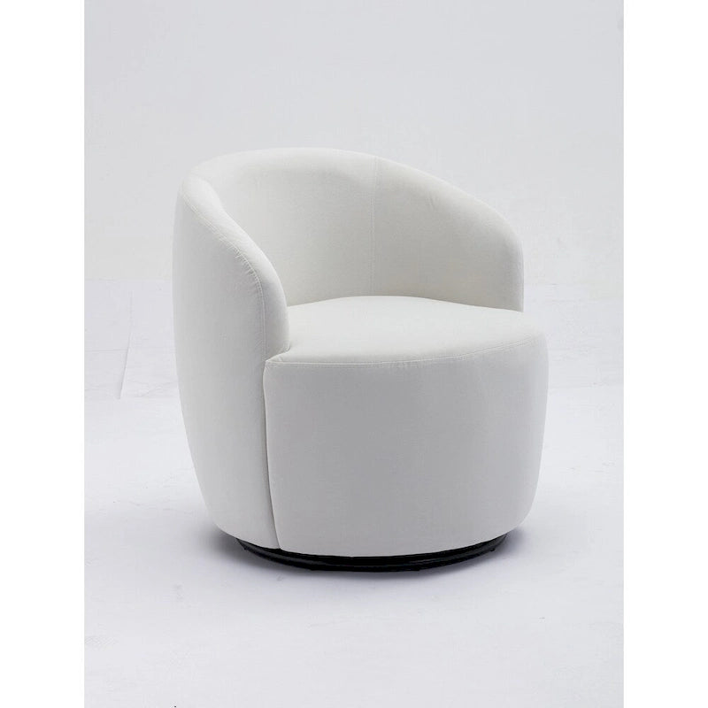 Velvet Fabric Swivel Barrel Chair with Black Powder Coating Metal Ring