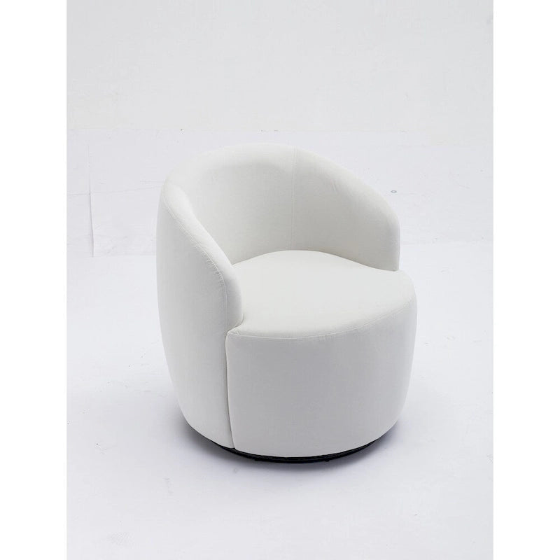 Velvet Fabric Swivel Barrel Chair with Black Powder Coating Metal Ring