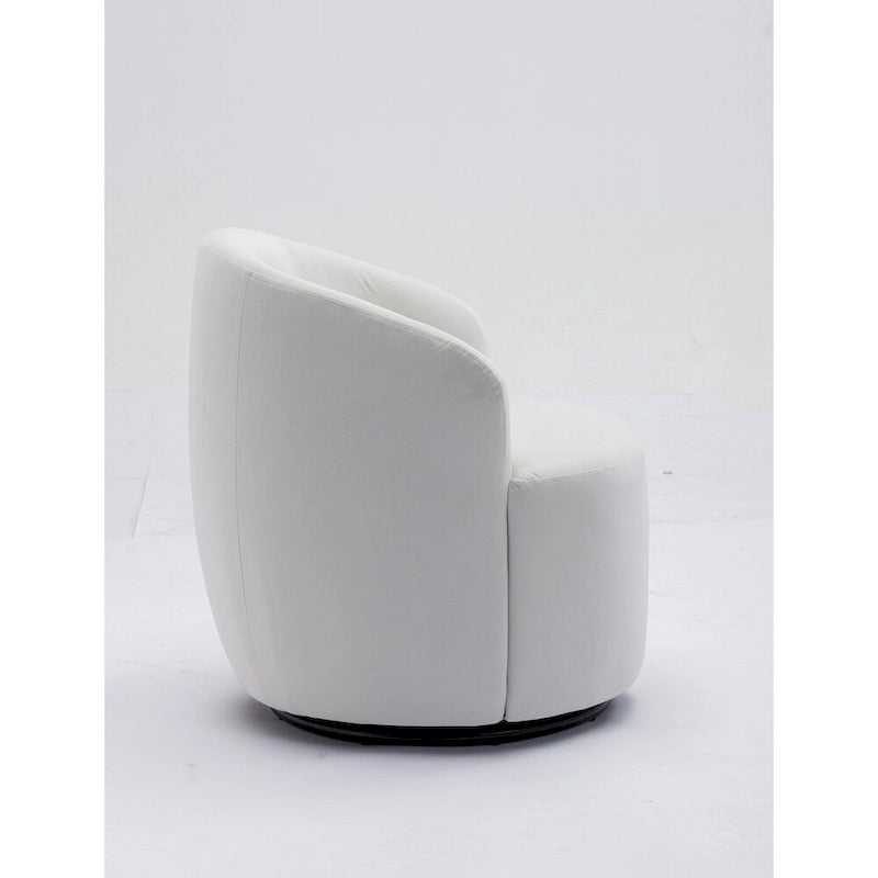 Velvet Fabric Swivel Barrel Chair with Black Powder Coating Metal Ring