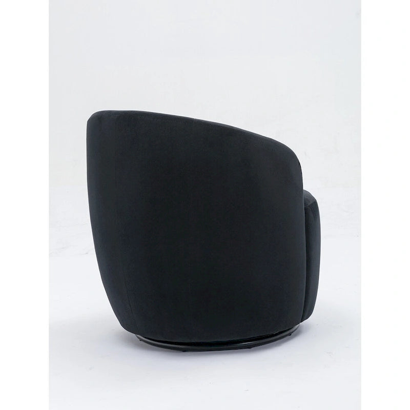 Velvet Fabric Swivel Barrel Chair with Black Powder Coating Metal Ring