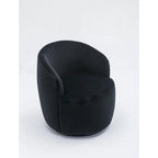 Velvet Fabric Swivel Barrel Chair with Black Powder Coating Metal Ring