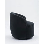 Velvet Fabric Swivel Barrel Chair with Black Powder Coating Metal Ring
