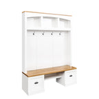 Hall Tree Hallway Storage Bench with Shoe Cubbies and Coat Rack with Hooks