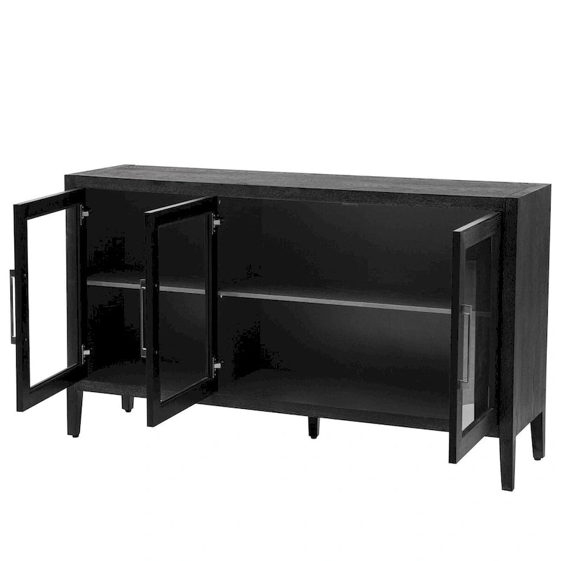 34 Tall MDF 3-door Accent Cabinet with Adjustable Shelf