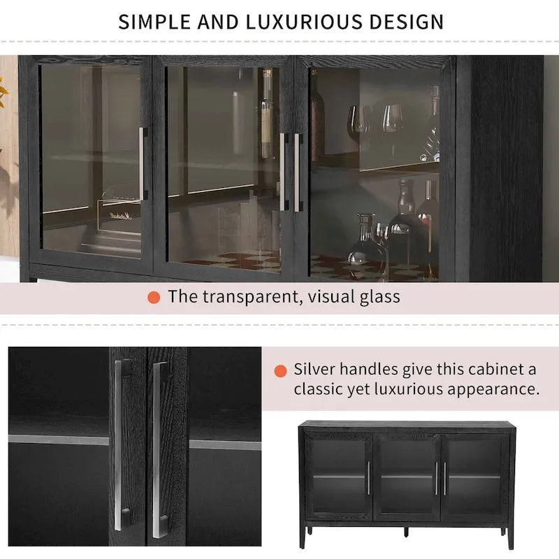34 Tall MDF 3-door Accent Cabinet with Adjustable Shelf