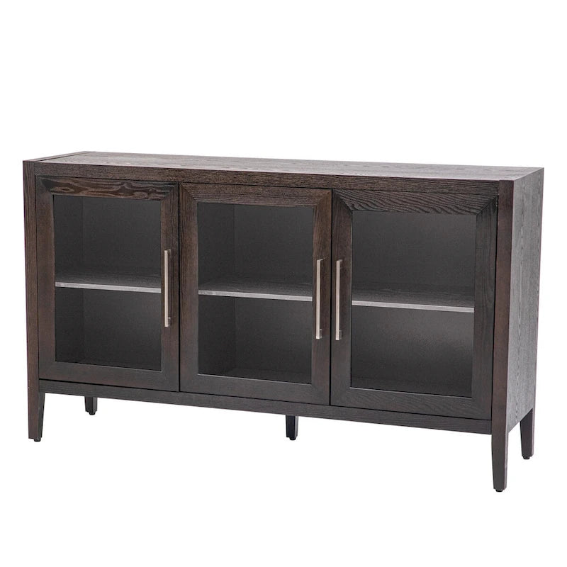 34 Tall MDF 3-door Accent Cabinet with Adjustable Shelf