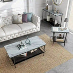 Puetz Contemporary White Glass Top 3-Piece Coffee Table Set by
