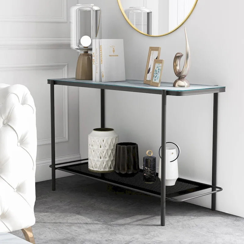 Puetz Contemporary White Glass Top 3-Piece Coffee Table Set by