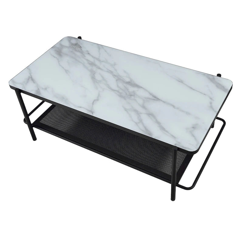 Puetz Contemporary White Glass Top 3-Piece Coffee Table Set by