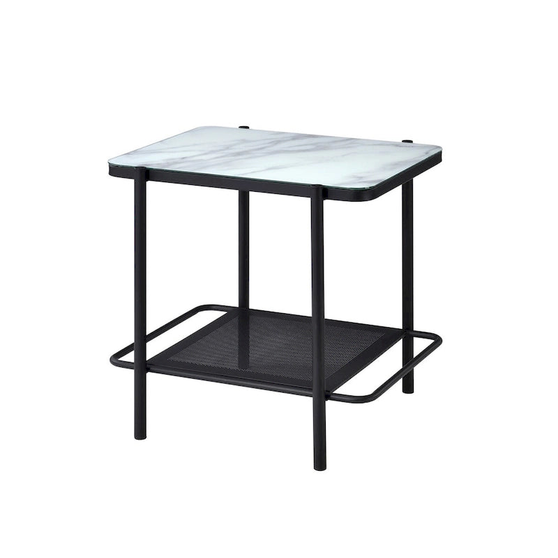 Puetz Contemporary White Glass Top 3-Piece Coffee Table Set by