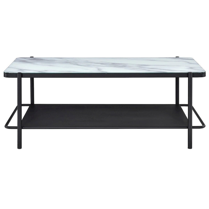 Puetz Contemporary White Glass Top 3-Piece Coffee Table Set by