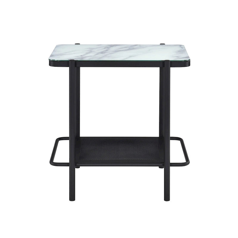 Puetz Contemporary White Glass Top 3-Piece Coffee Table Set by
