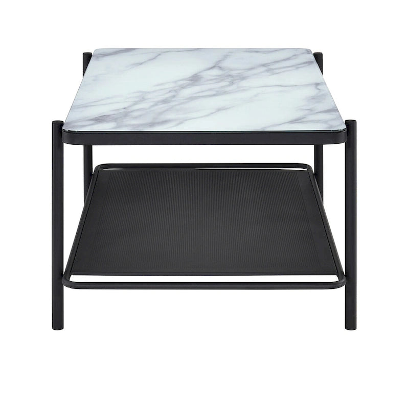 Puetz Contemporary White Glass Top 3-Piece Coffee Table Set by