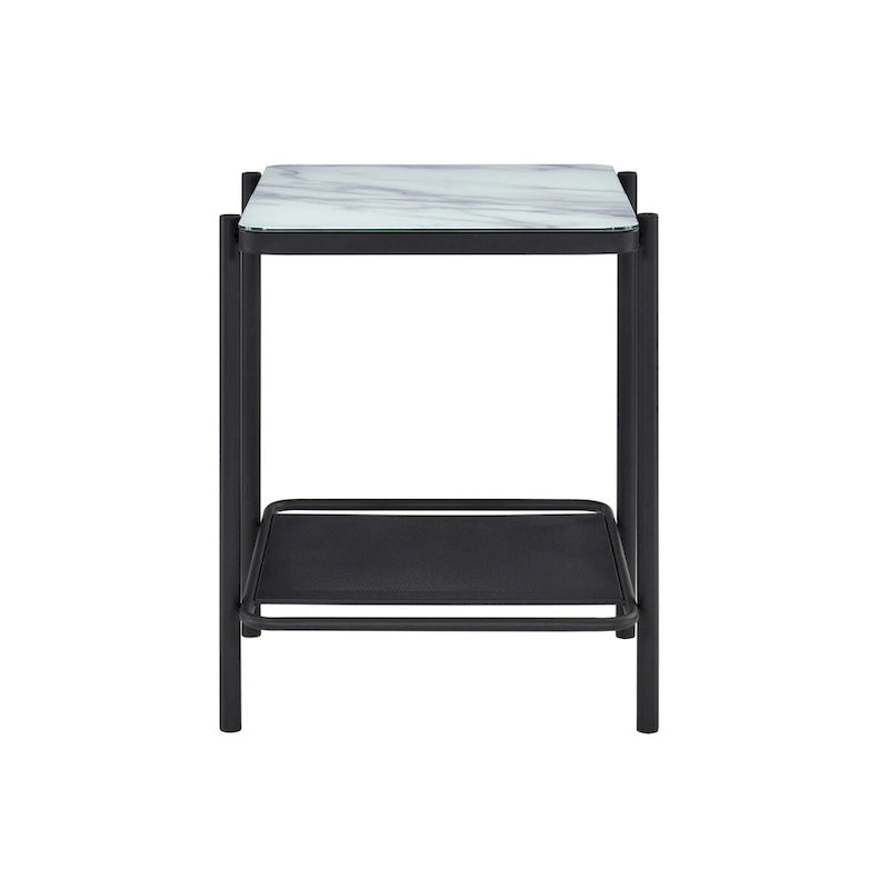 Puetz Contemporary White Glass Top 3-Piece Coffee Table Set by