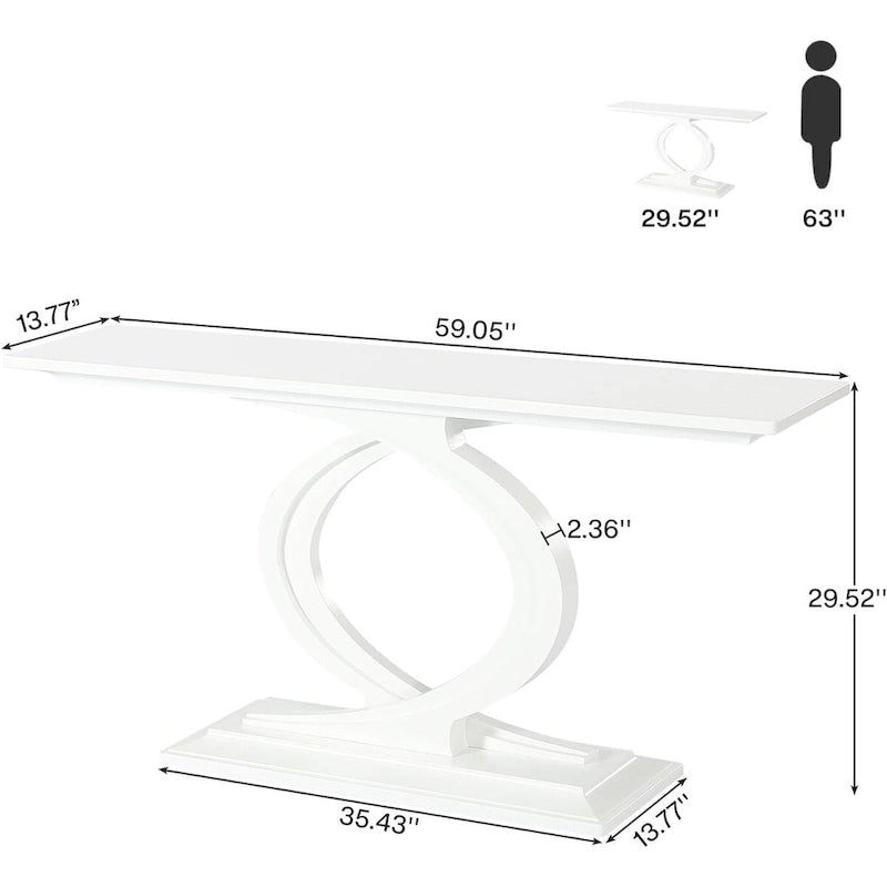 White Farmhouse Console Table for Living Room